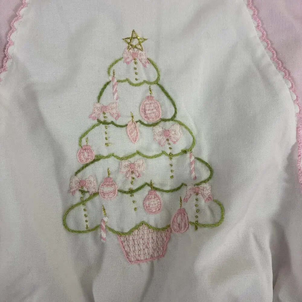Sweeat Dreams 9m Pink & White Christmas Tree Embroidered Romper Bnfts Charity